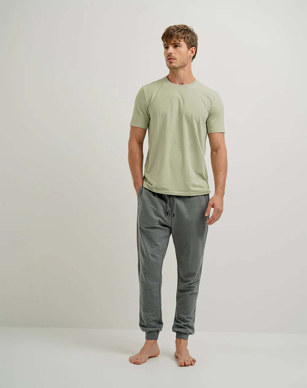 Camiseta de pijama hombre algodón pima verde - Image 3