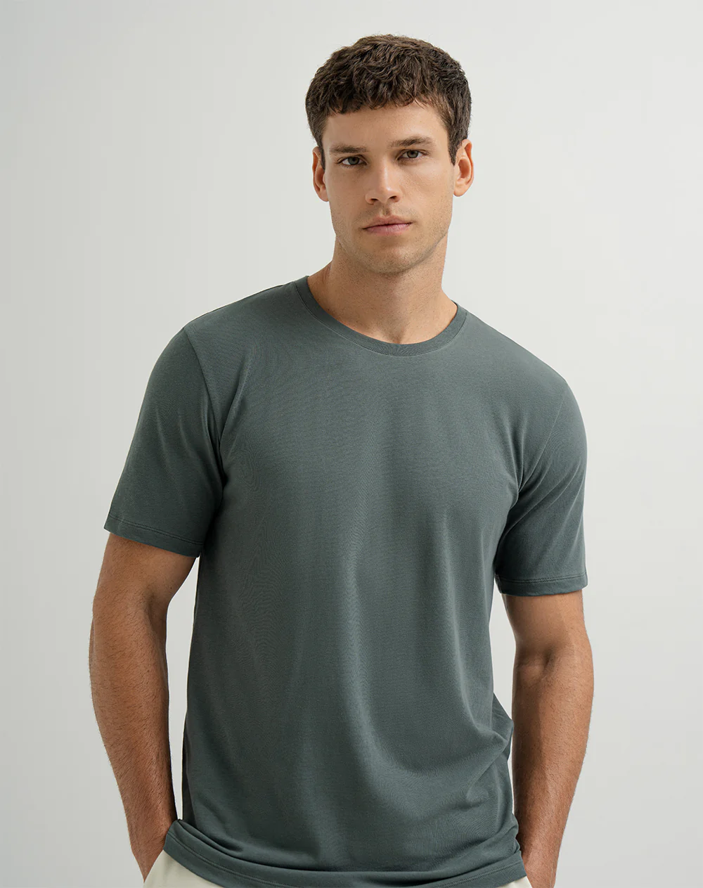 Camiseta de pijama algodón pima verde hombre - Image 3