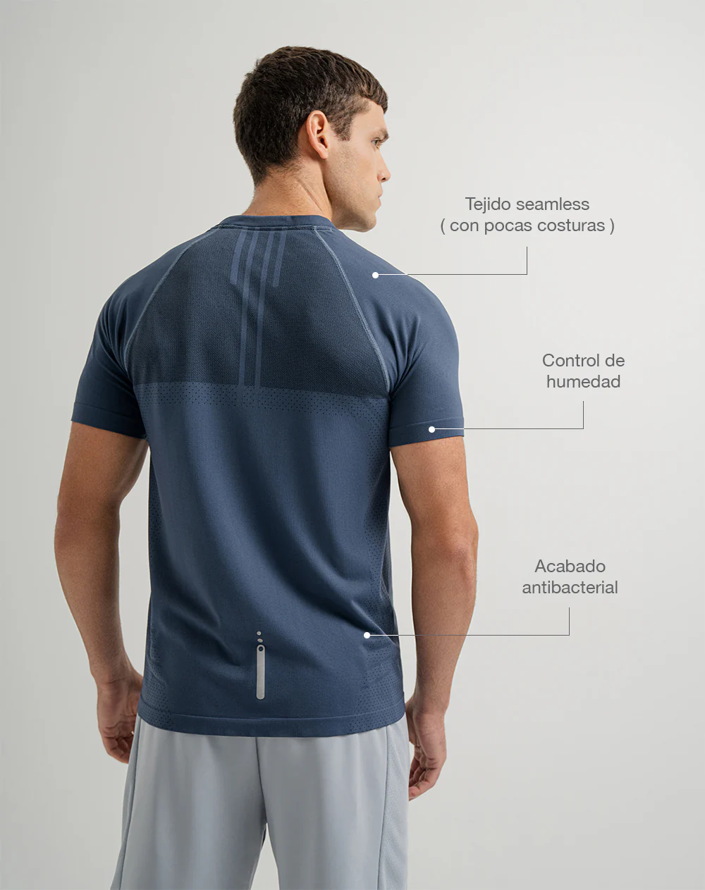 Camiseta deportiva control humedad azul hombre - Image 2