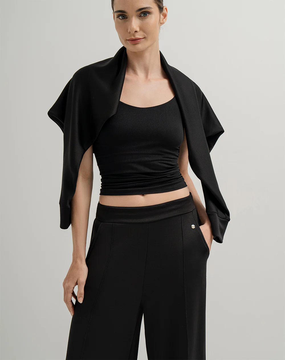 Pantalón confort tiro alto tacto suave negro mujer - Image 3