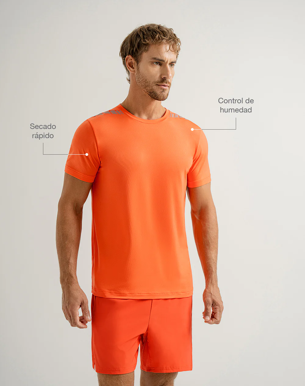 Camiseta deportiva control humedad naranja hombre - Image 2
