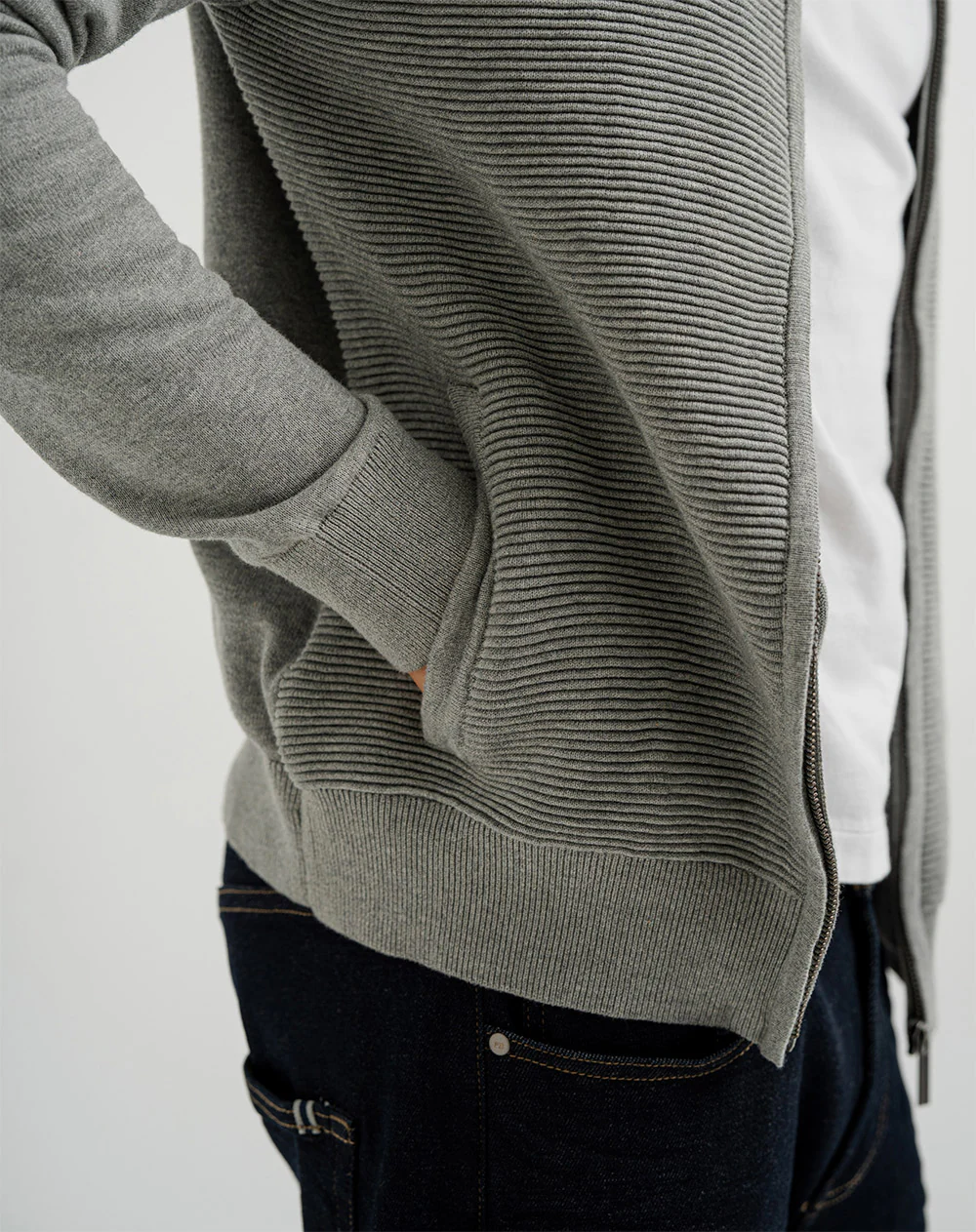 Suéter regular tejido de punto algodón gris hombre - Image 5