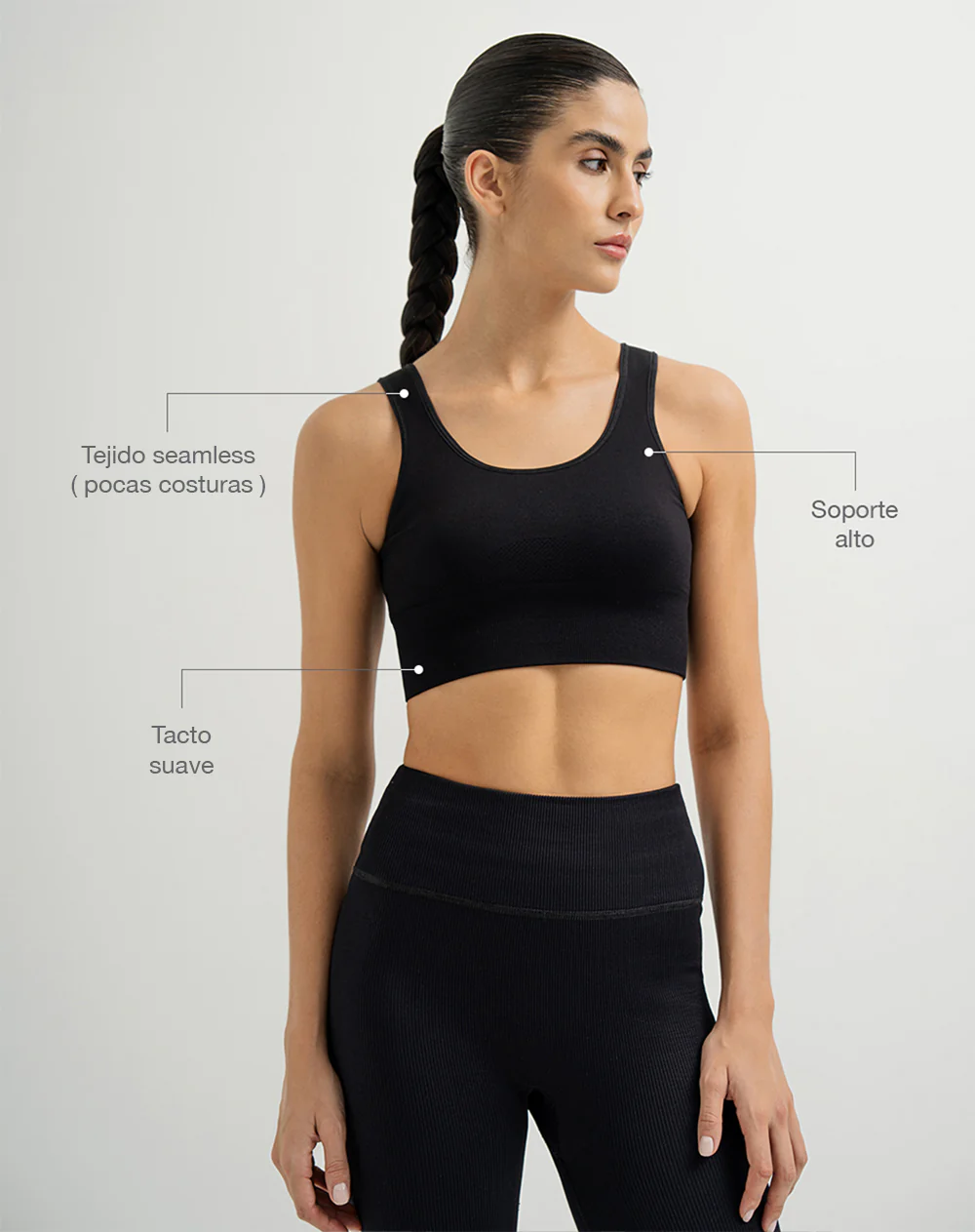 Top deportivo soporte alto seamless negro - Image 2