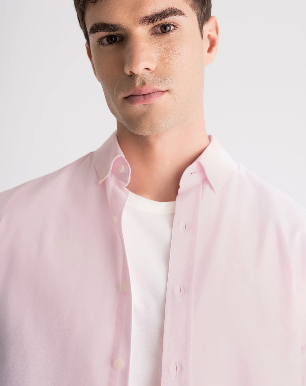 Camisa manga larga slim algodón rosada hombre - Image 4