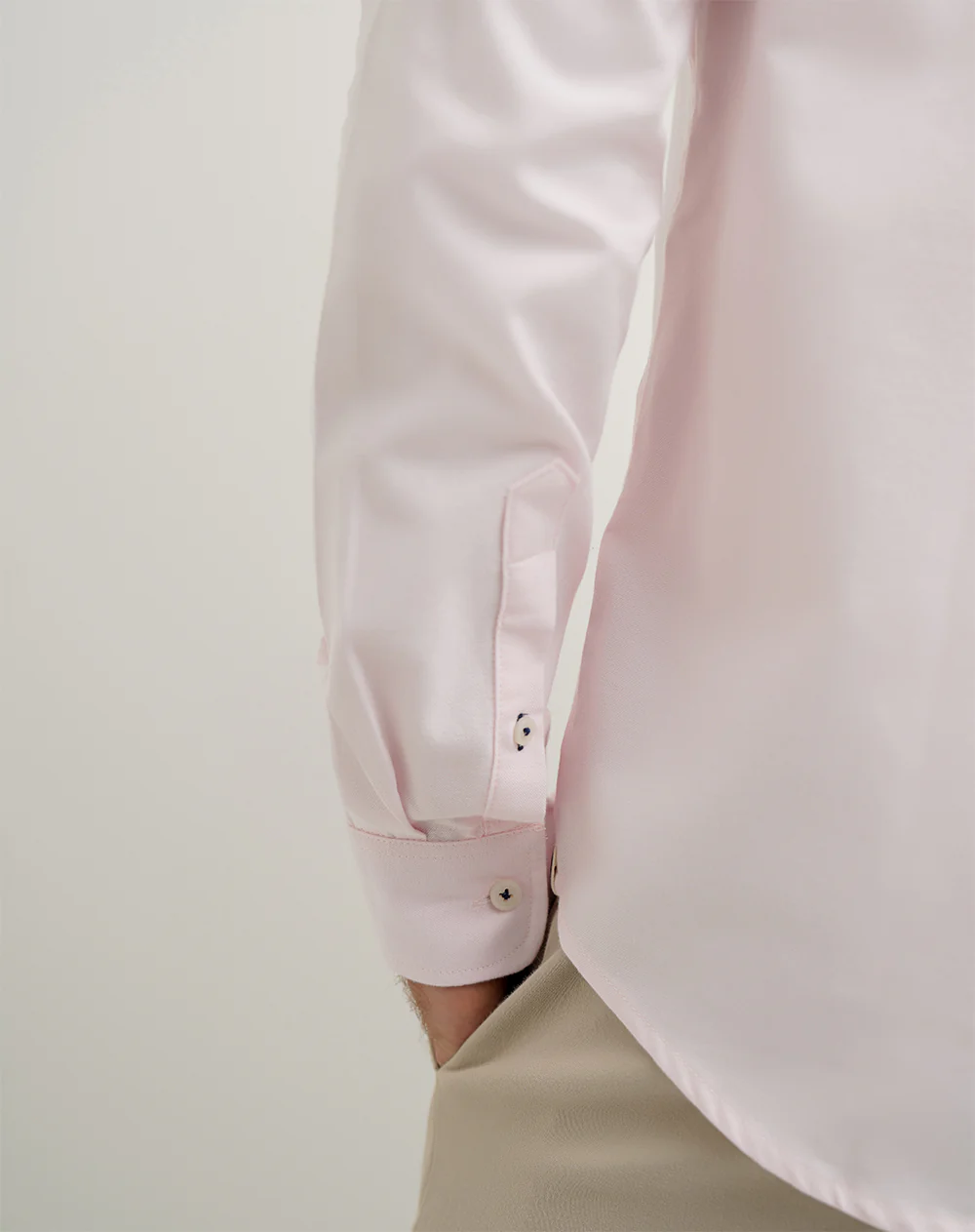 Camisa manga larga slim algodón rosada hombre - Image 5