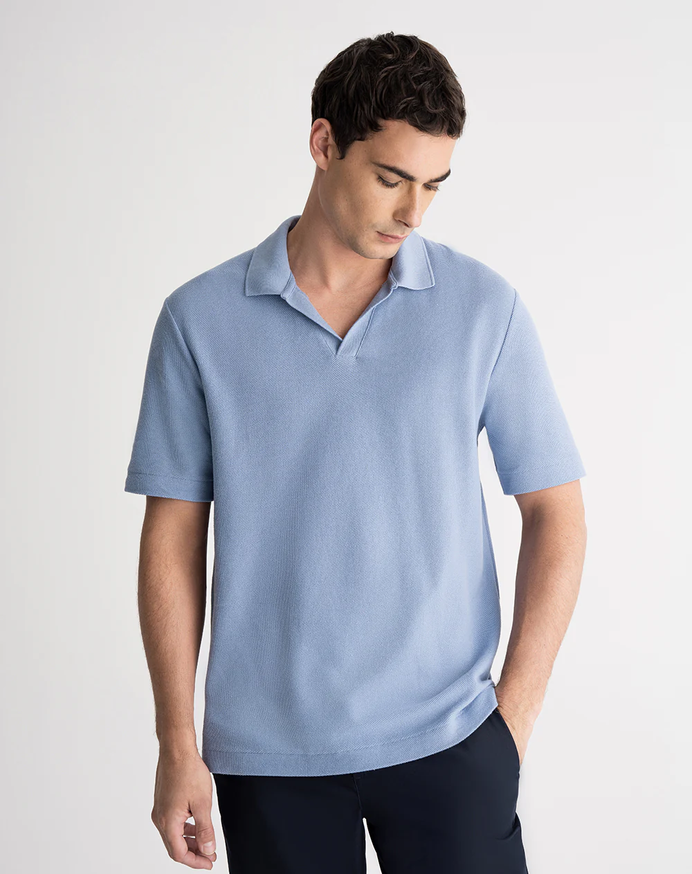 Polo regular algodón azul hombre