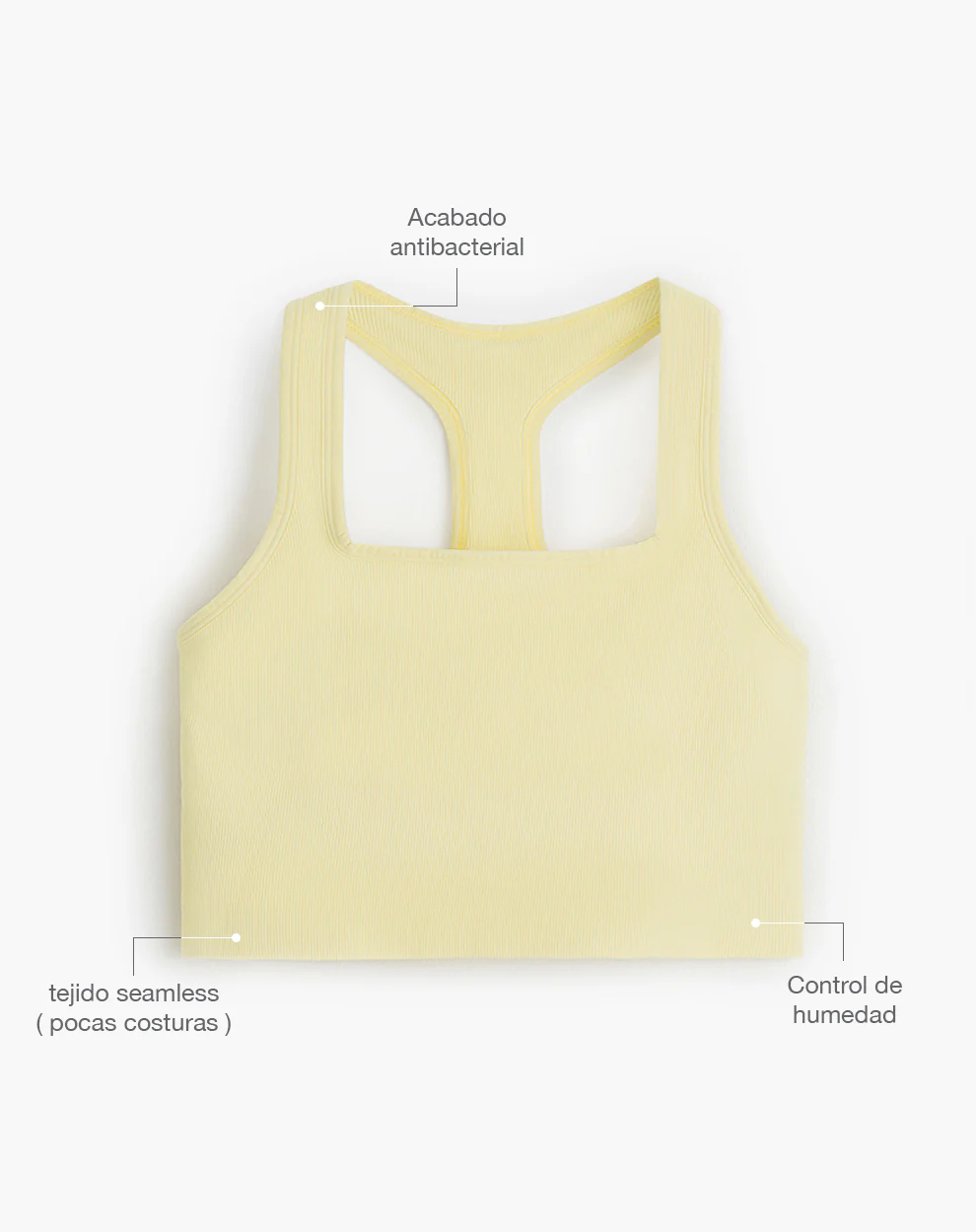 Crop top deportivo soporte alto seamless amarillo - Image 2