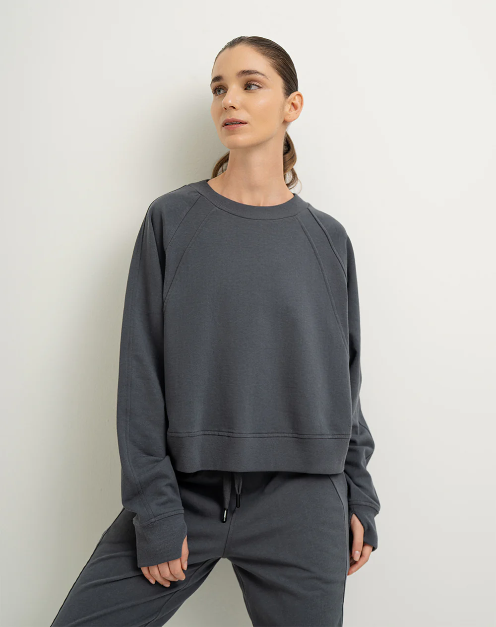 Buzo deportivo algodón gris mujer - Image 5