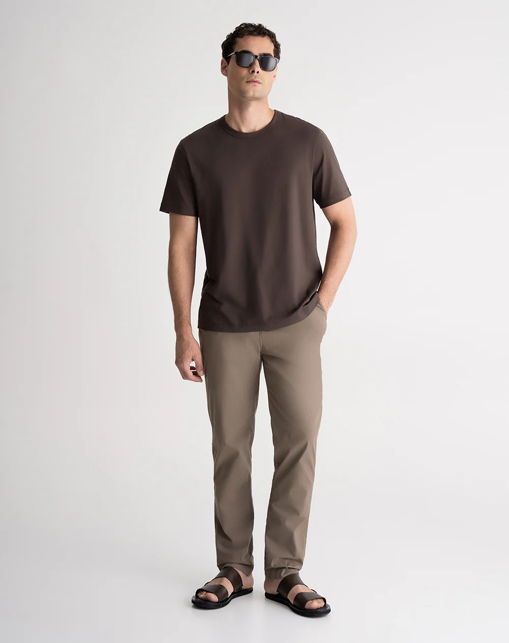 Camiseta regular algodón café hombre - Image 3