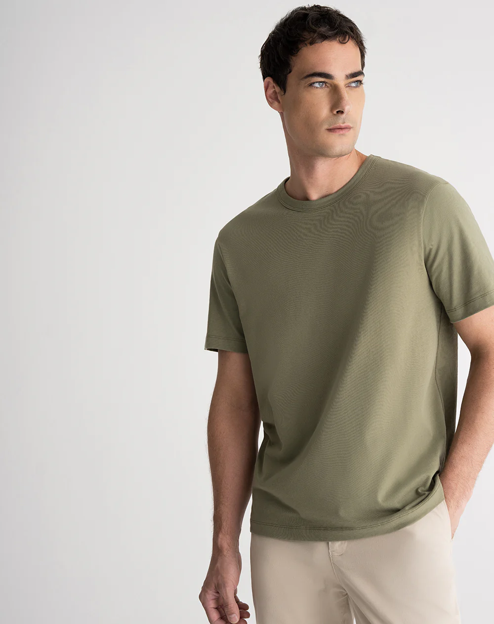 Camiseta algodón regular verde hombre