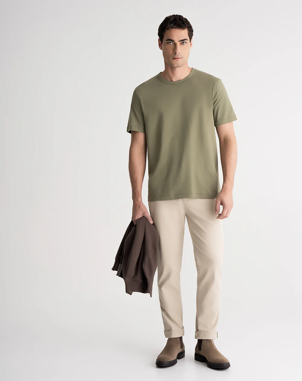 Camiseta algodón regular verde hombre - Image 3