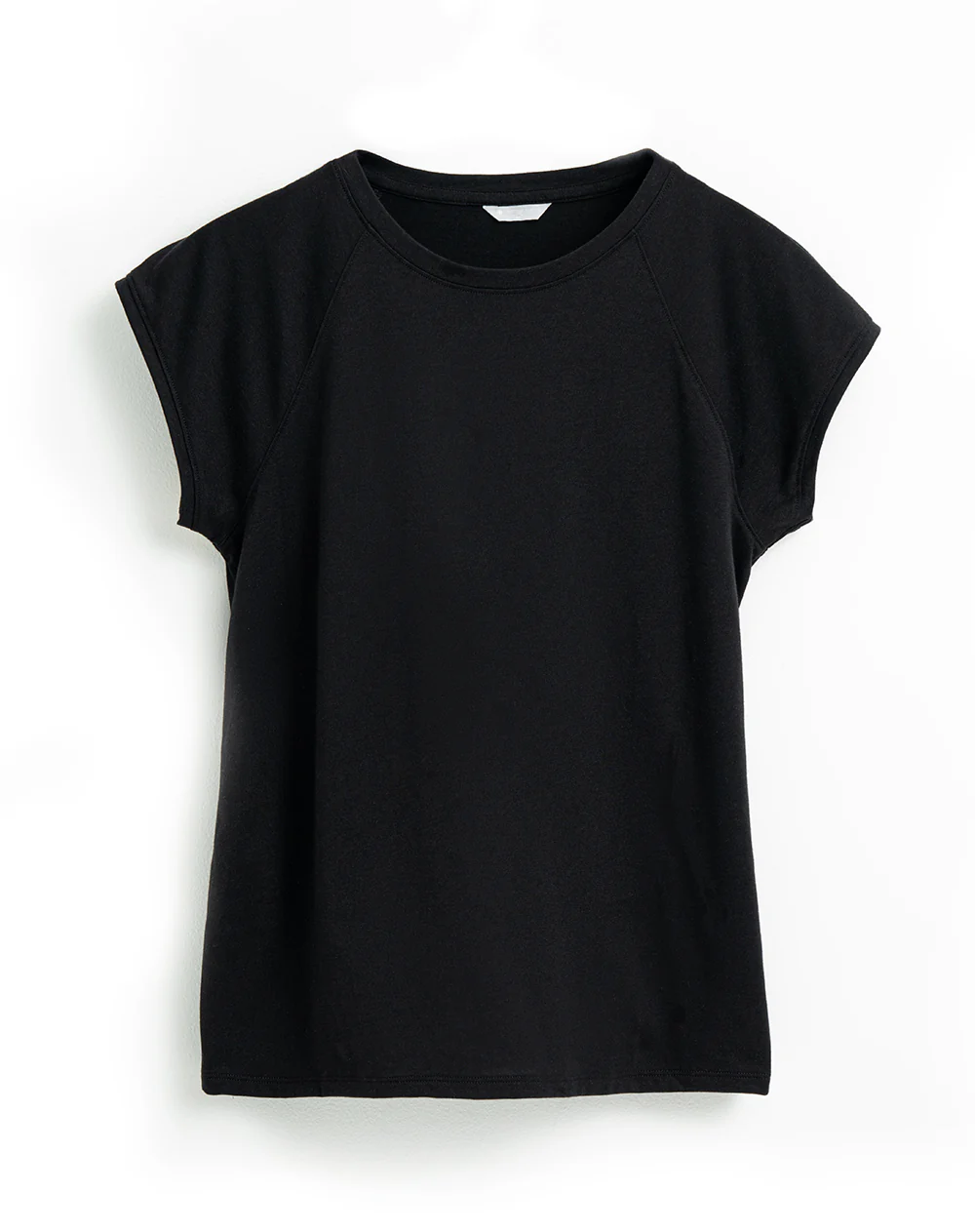 Camiseta regular algodón negra mujer