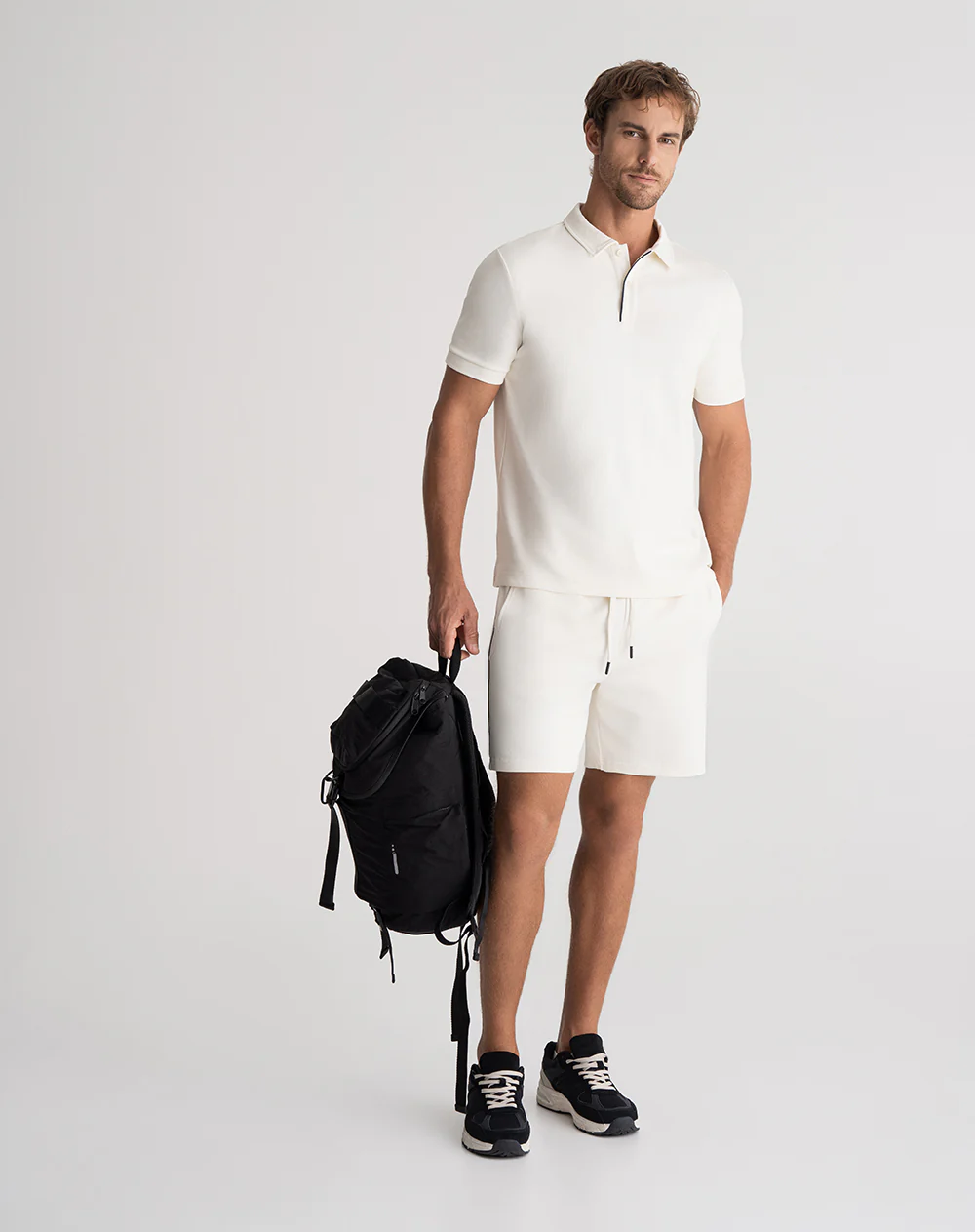 Bermuda confort algodón regular crema hombre