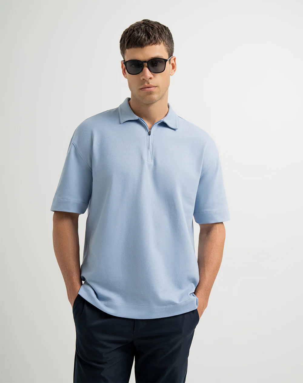 Polo regular algodón azul hombre