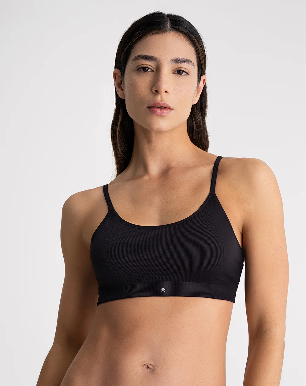 Top soporte medio seamless negro