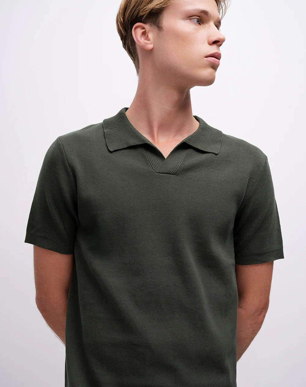 Polo regular tejido de punto algodón verde hombre - Image 3
