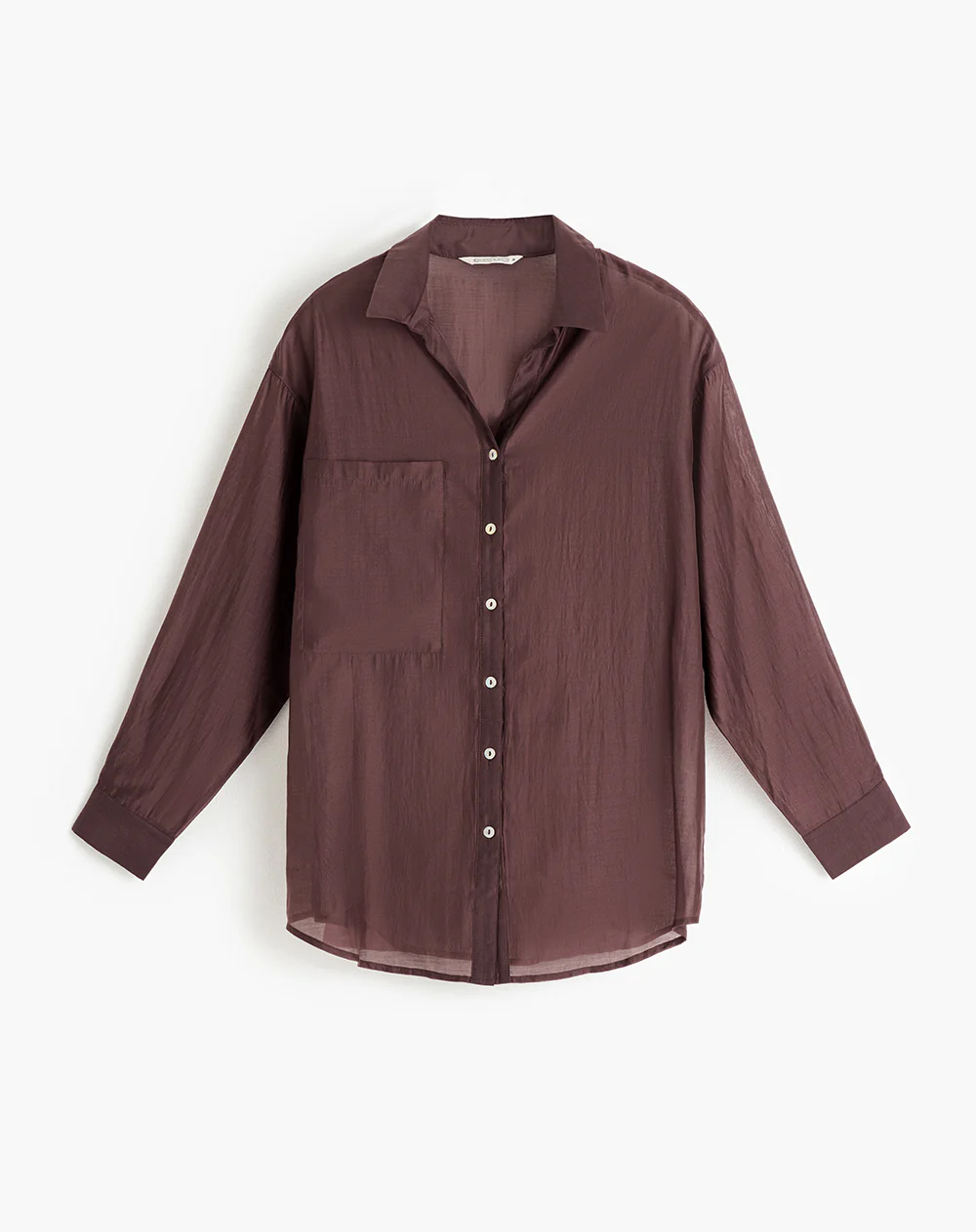 Camisa manga larga oversize transparencia vino tinto mujer - Image 5