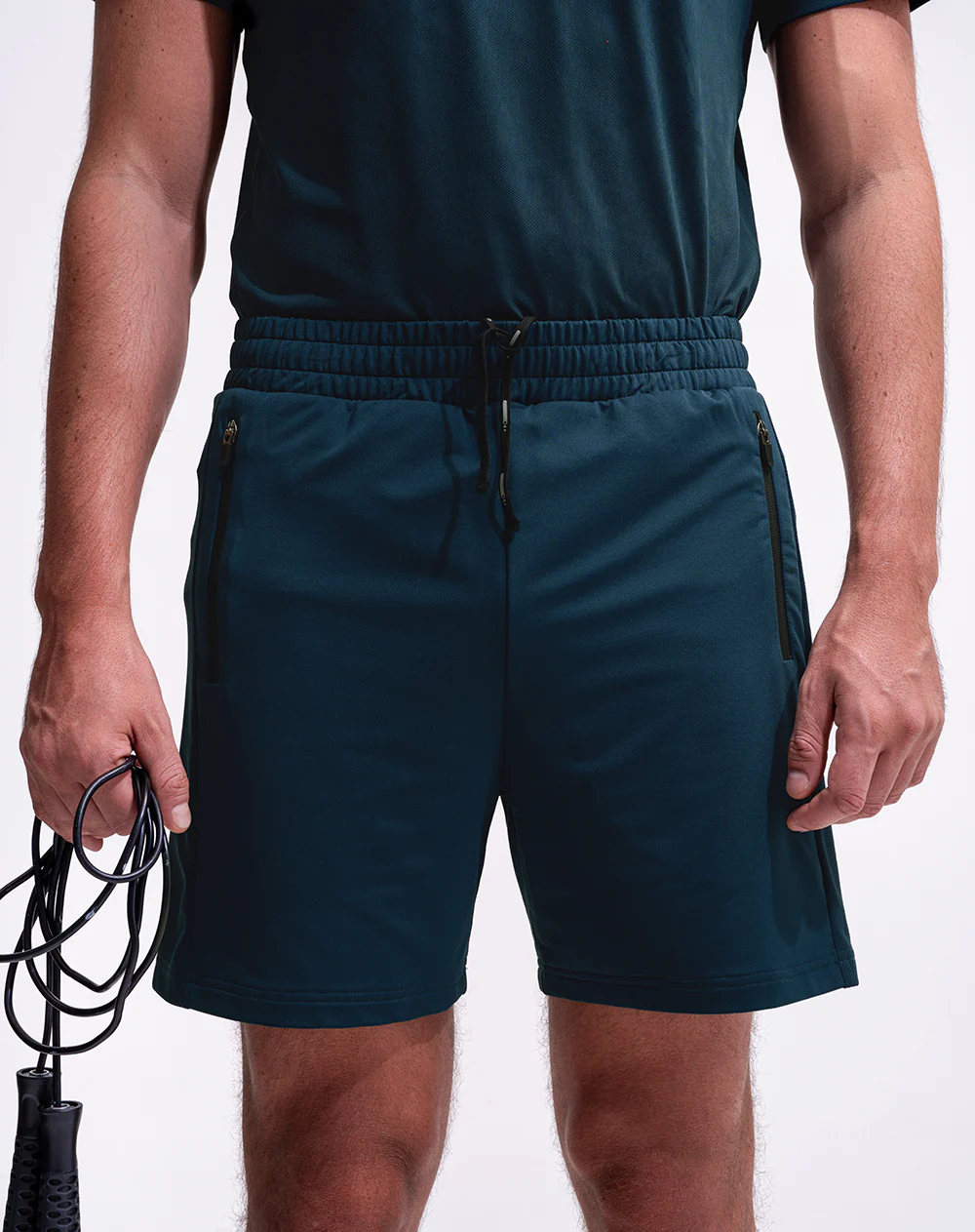 Pantaloneta deportiva control humedad azul hombre - Image 4