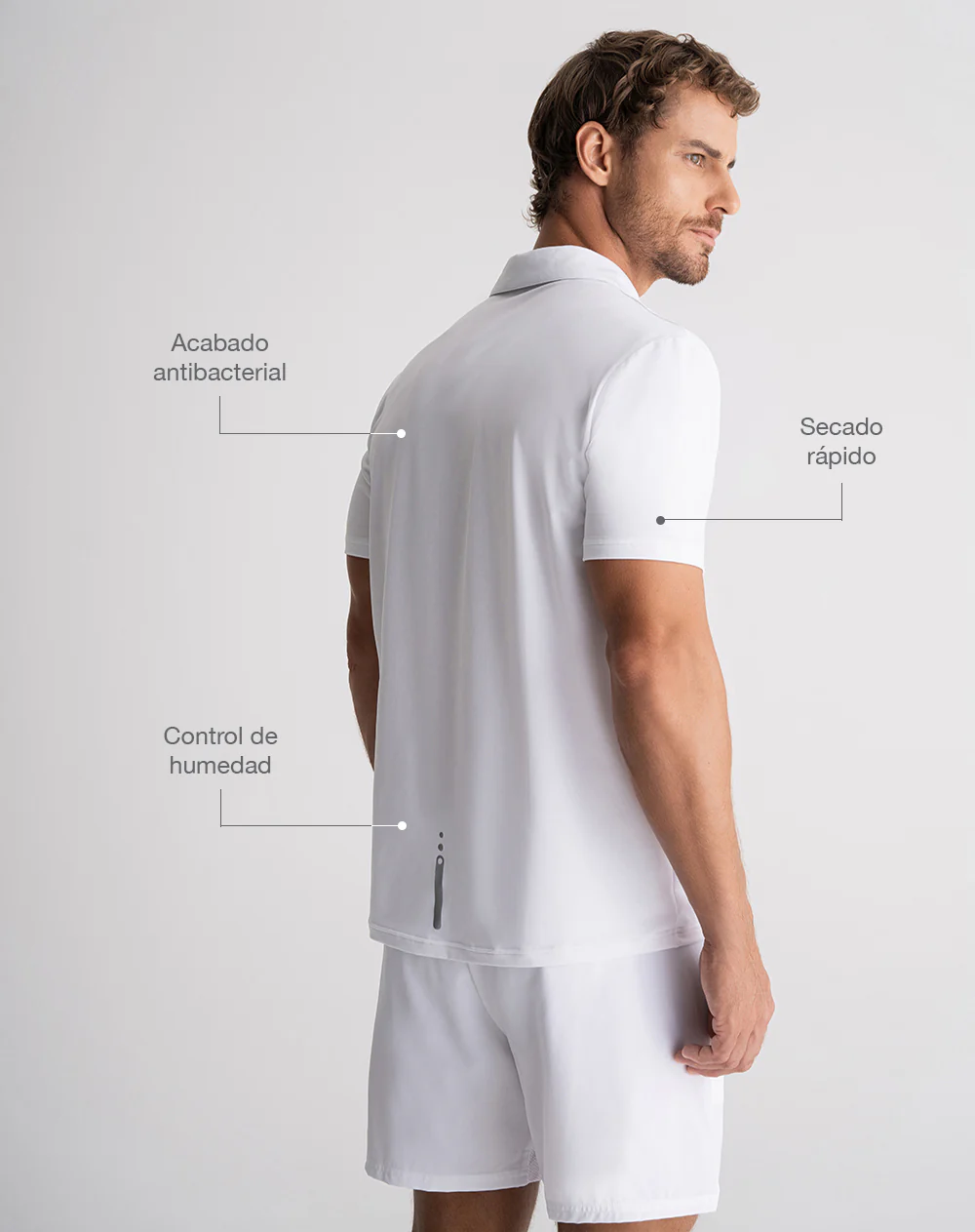Polo deportiva control humedad blanca hombre - Image 2