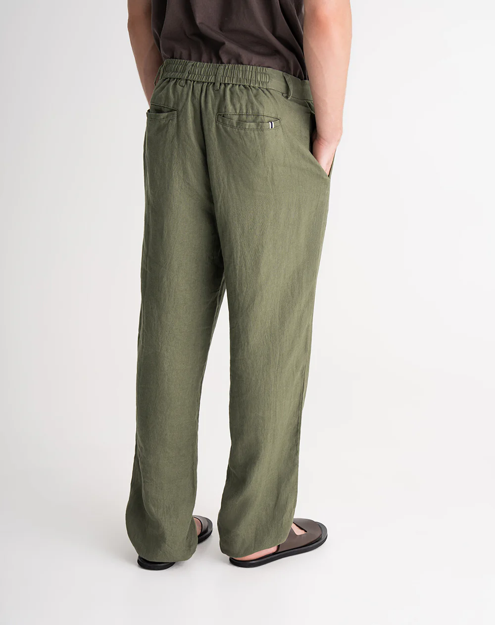 Pantalón regular tiro medio lino verde hombre - Image 2