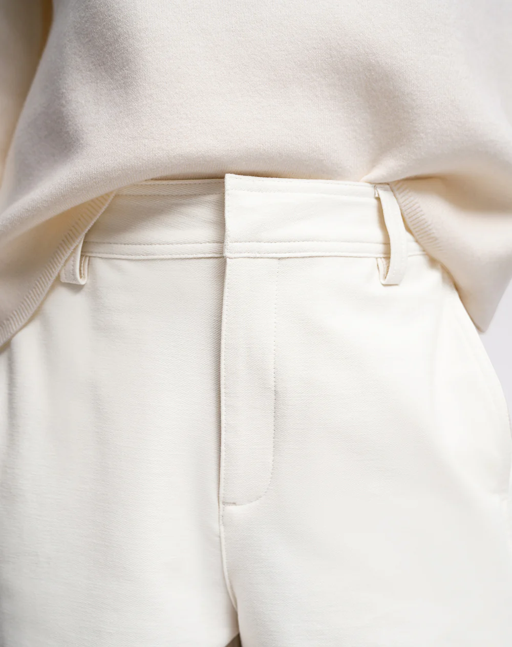 Pantalón wide leg tiro alto crema mujer - Image 4