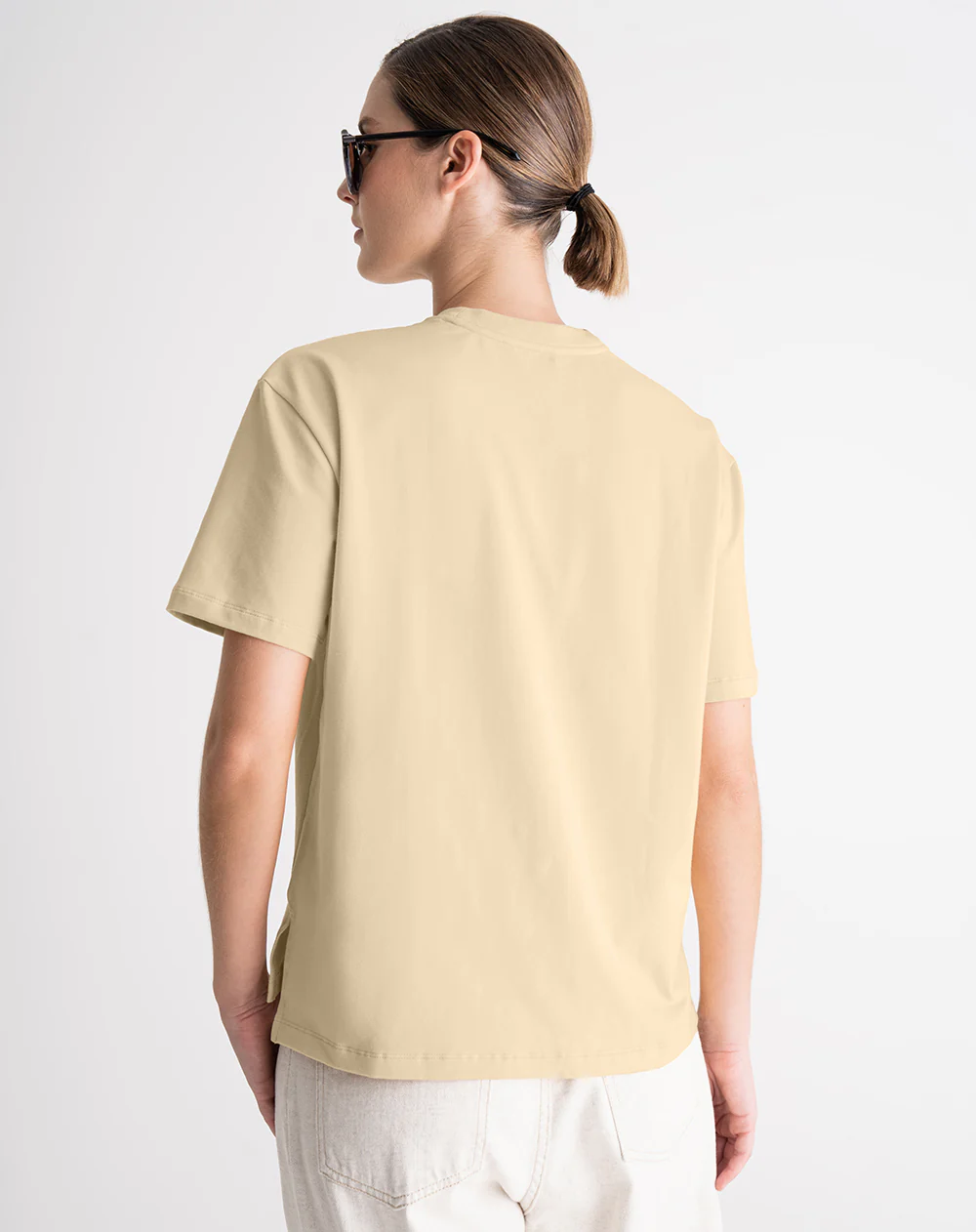 Camiseta regular algodón amarilla mujer - Image 2