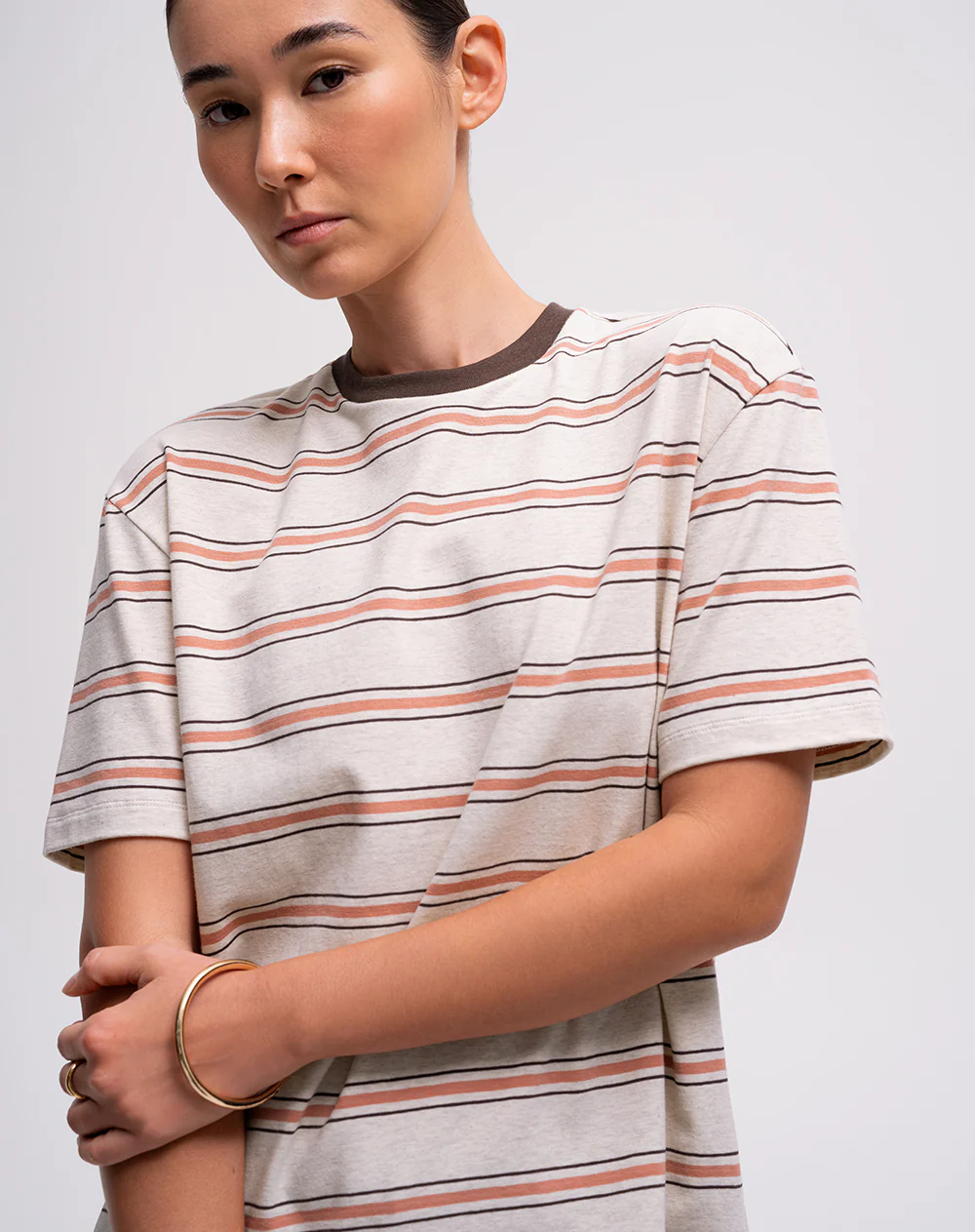 Camiseta regular algodón rayas mujer - Image 3
