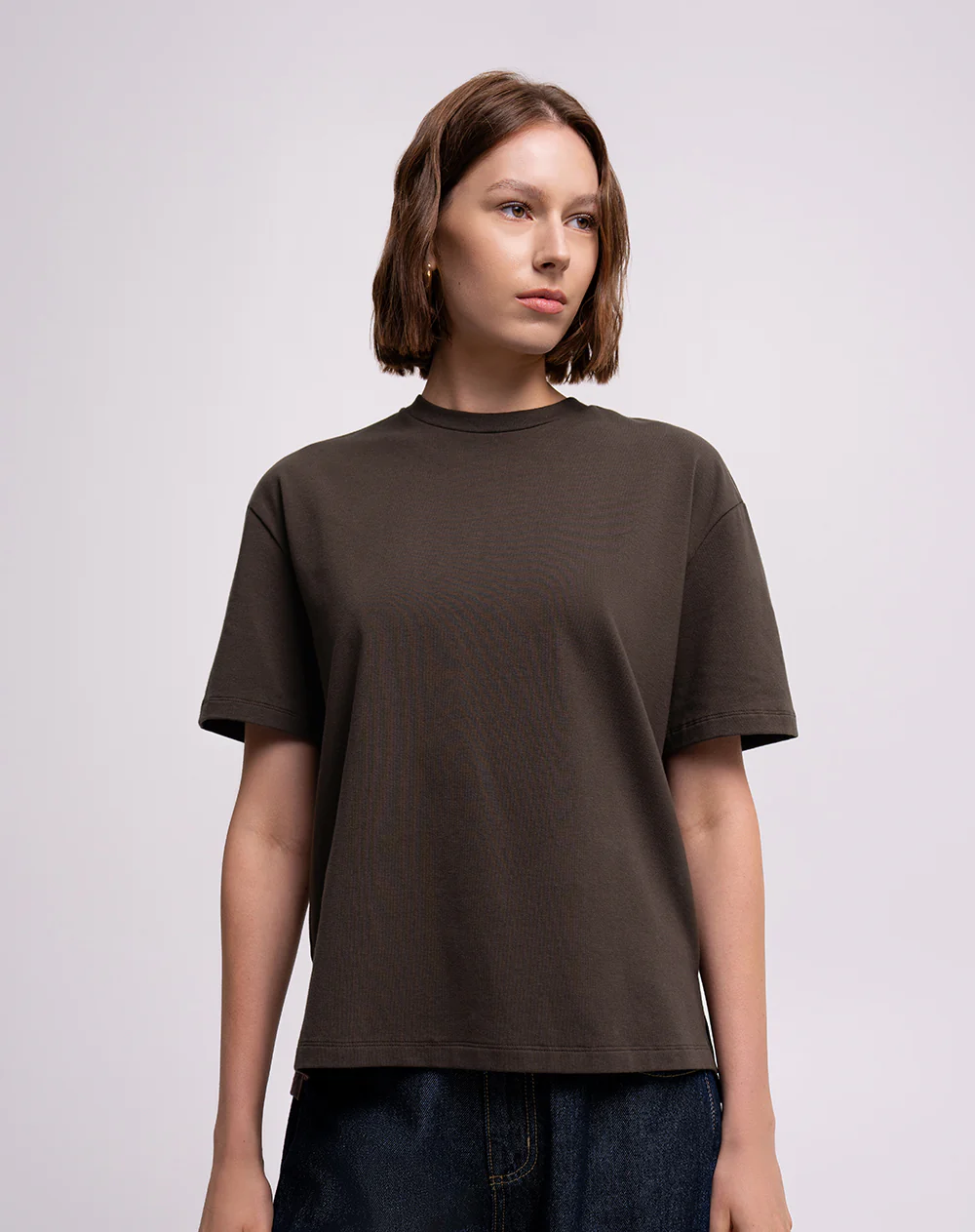 Camiseta regular algodón café mujer - Image 3