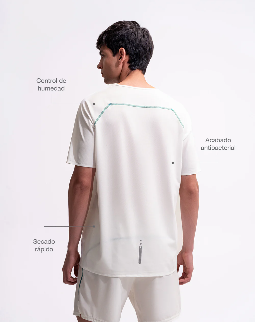 Camiseta deportiva control humedad blanca hombre - Image 2