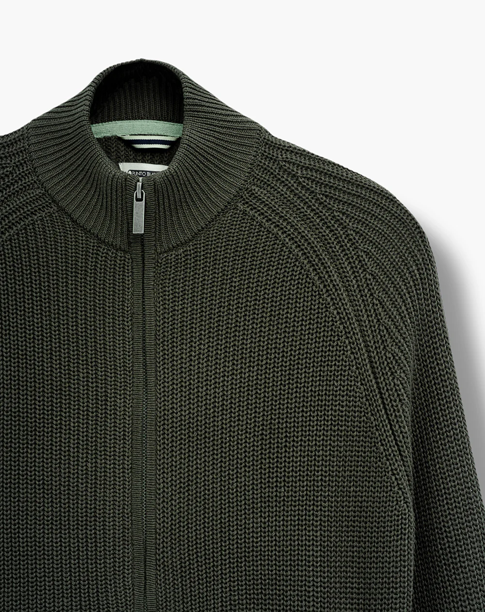 Suéter regular tejido de punto algodón verde hombre - Image 6