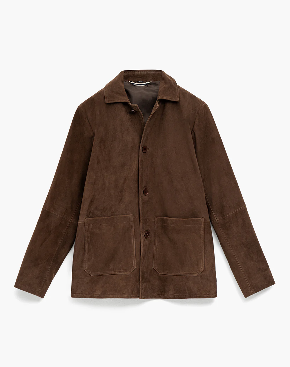Chaqueta regular cuero gamuza café hombre - Image 6