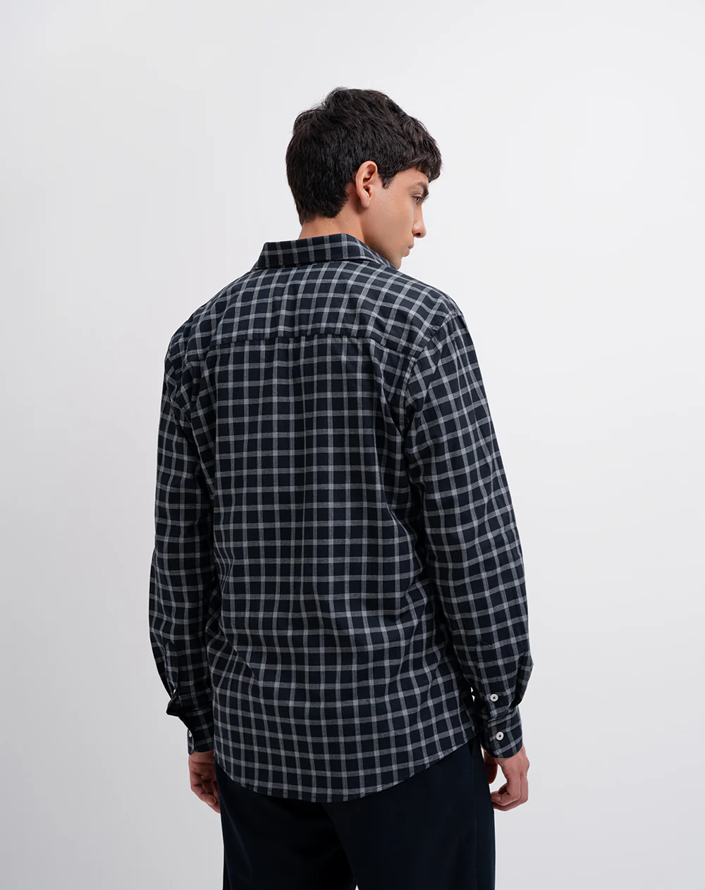 Camisa regular manga larga azul cuadros hombre - Image 2