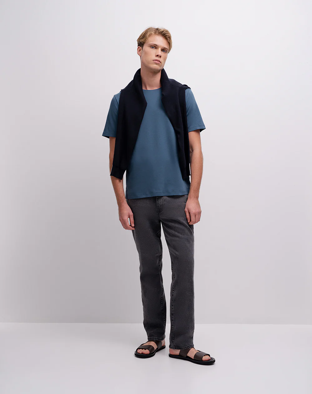Camiseta regular algodón supima azul hombre - Image 3