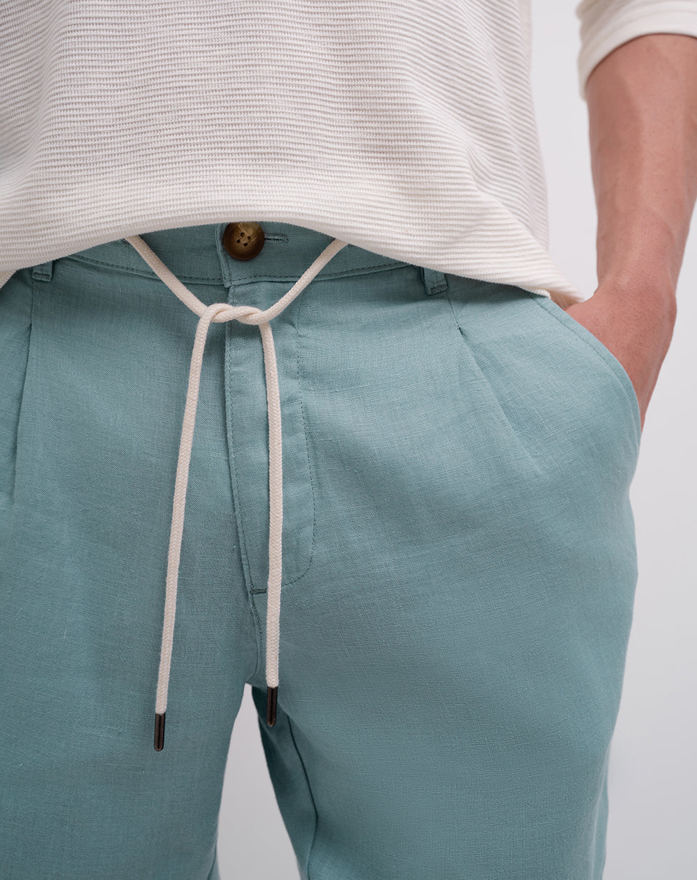 Bermuda regular lino azul hombre - Image 3