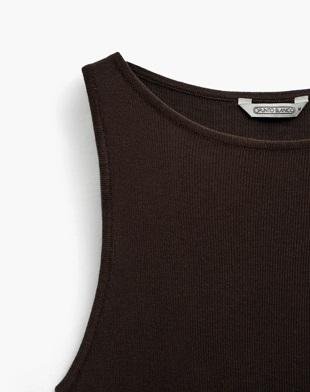 Camiseta slim tejido de punto café mujer - Image 6