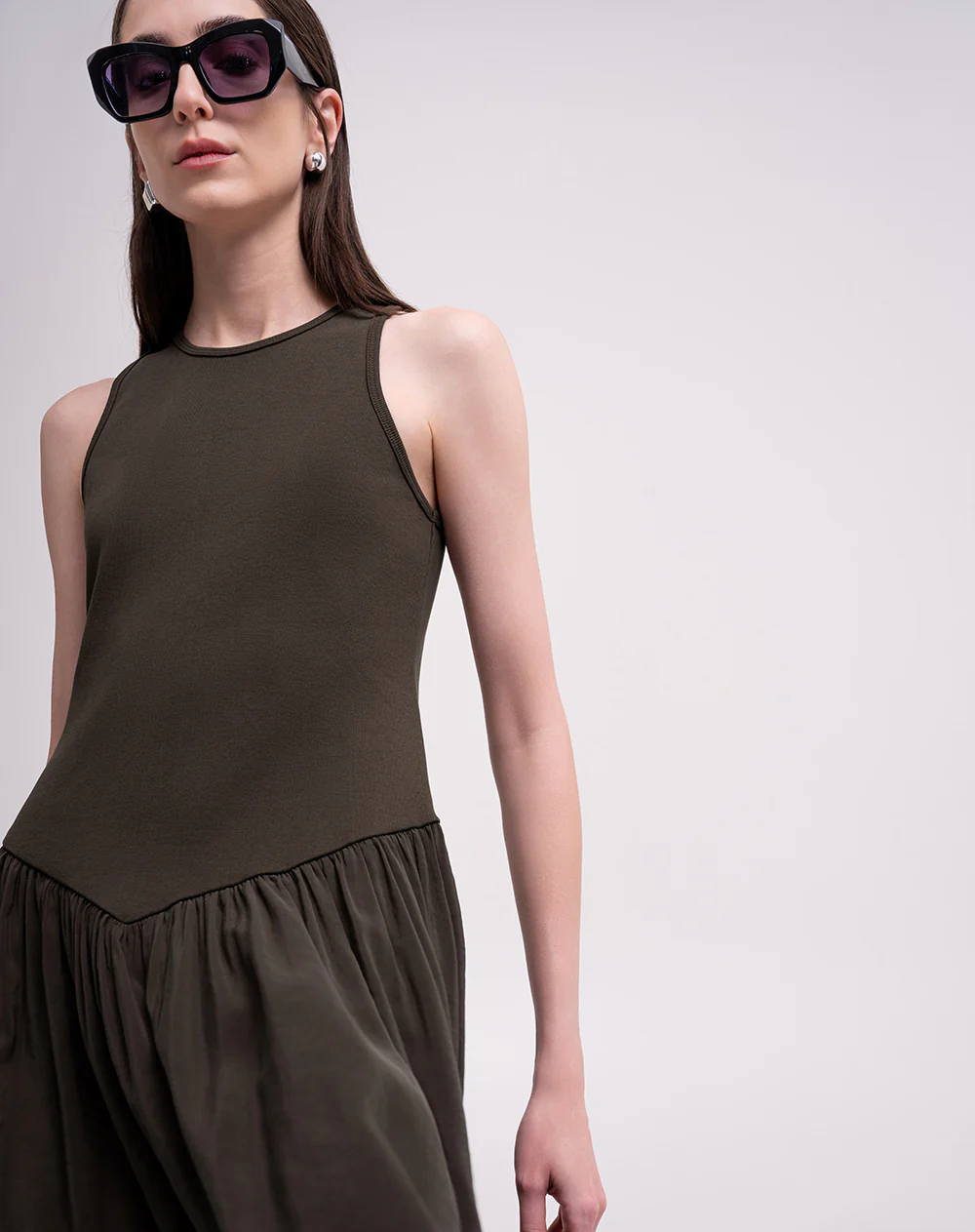 Vestido largo tejido de punto café mujer - Image 3